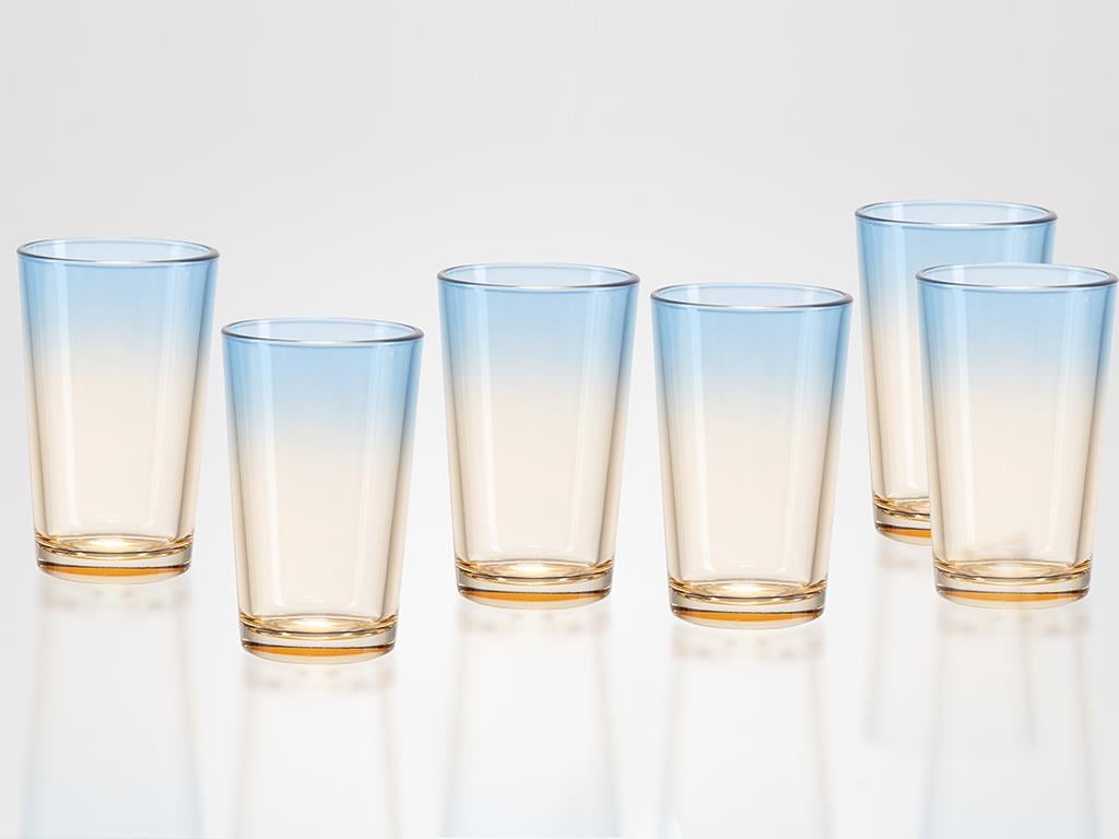 Rolly Glass 6 Pcs for Coffee Side Water Glass 100 ml Blue