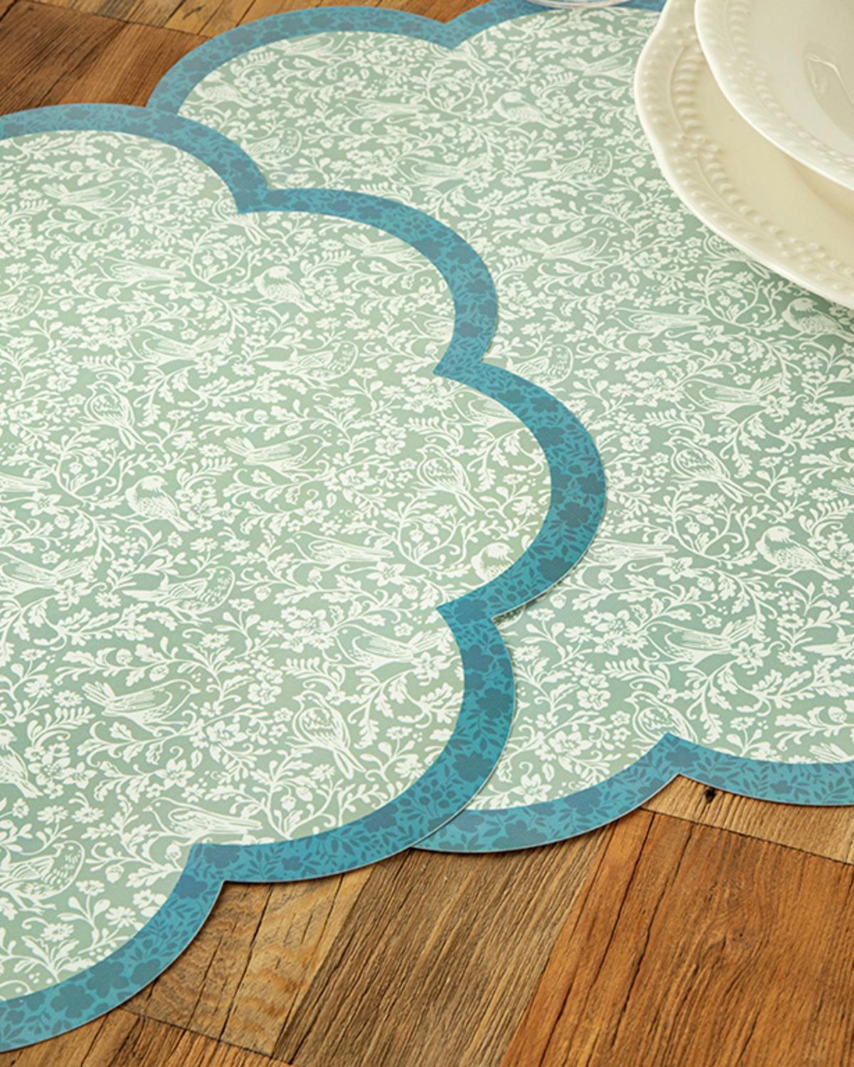 Rosa Green Birds Polipropilenă Cu 4 Piese Placemat Masă 40 cm Albastru