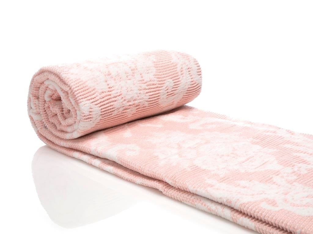 Rosy Damask  Waffle Double Person  PĂTURĂ 200x220 cm Pink
