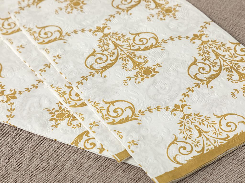 Royal Damask Paper 20 Set Tissue Napkin 33x40 Gold