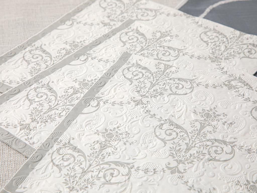 Royal Damask Paper 20 Set Tissue Napkin 33x33 cm Silver.