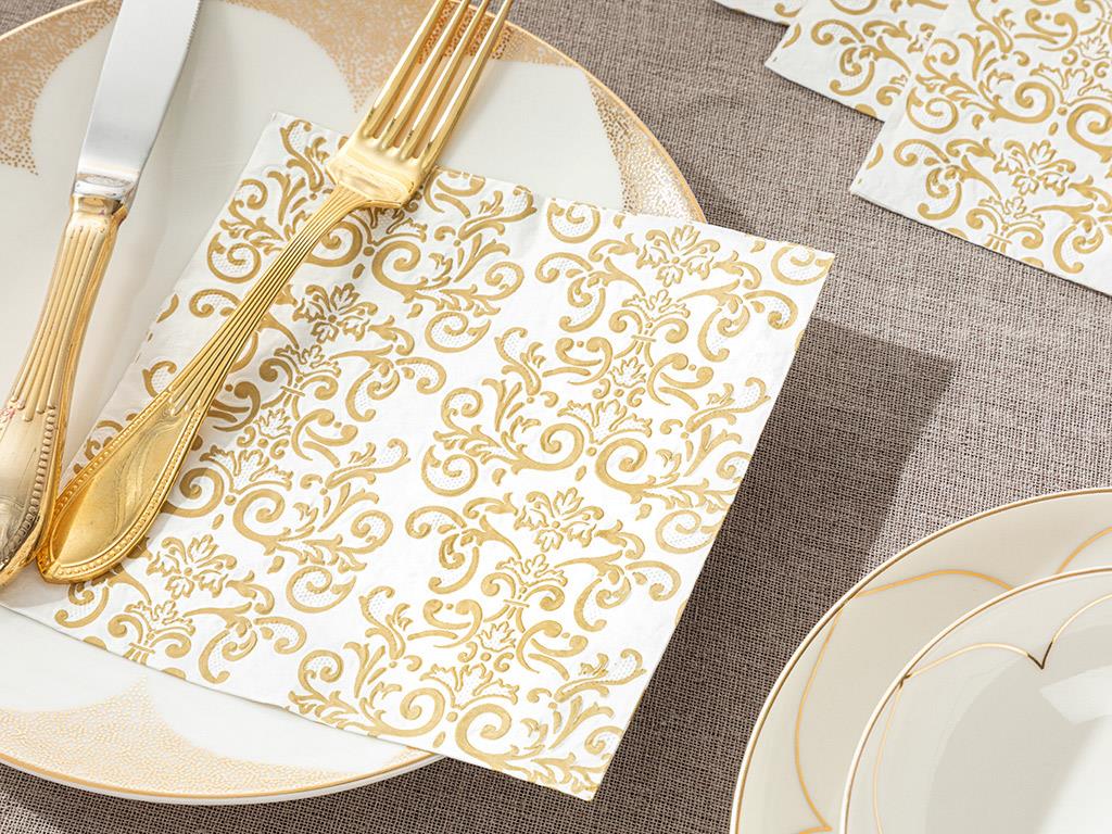 Royal Ornament Paper 20 Set Tissue Napkin 33x33 cm Gold