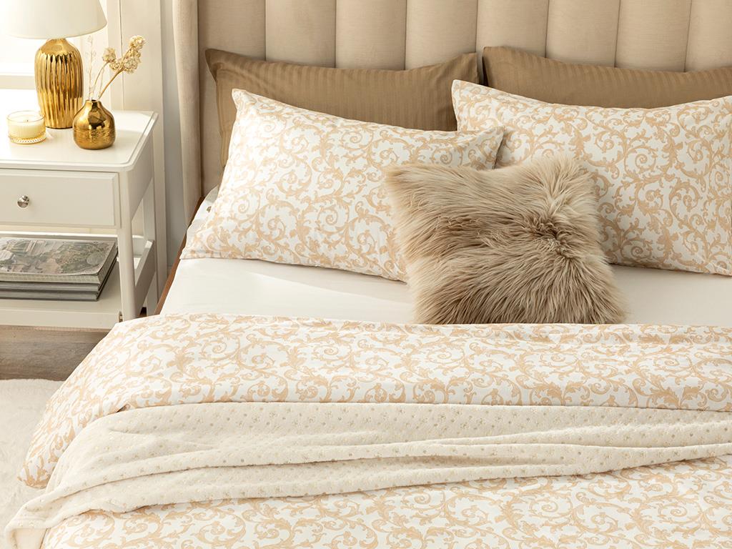 Royal Sroll Bumbac King Size Set Lenjerie De Pat 240*220 Cm Roz pal