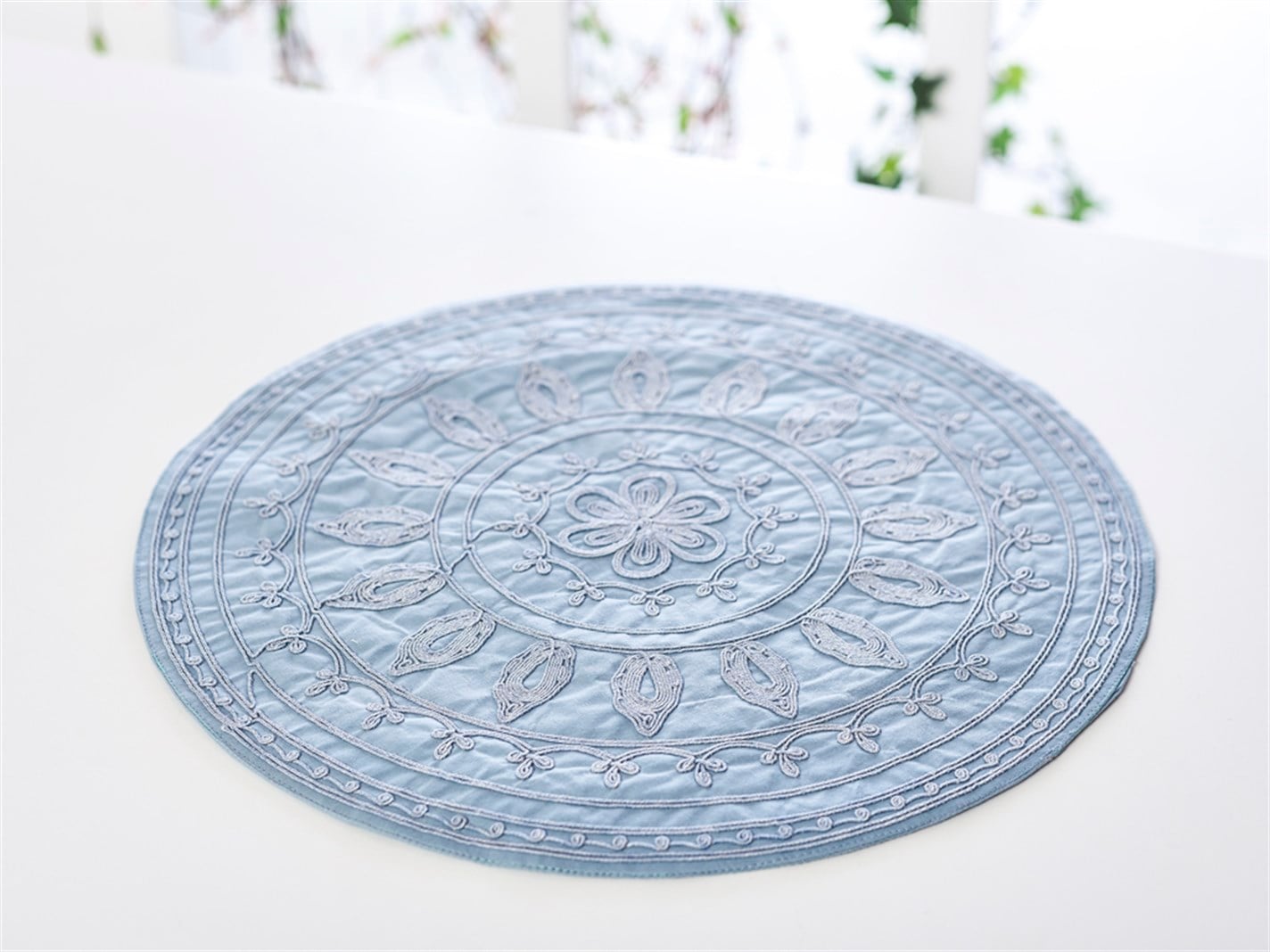 Ruma Brodat  40 cm Albastru