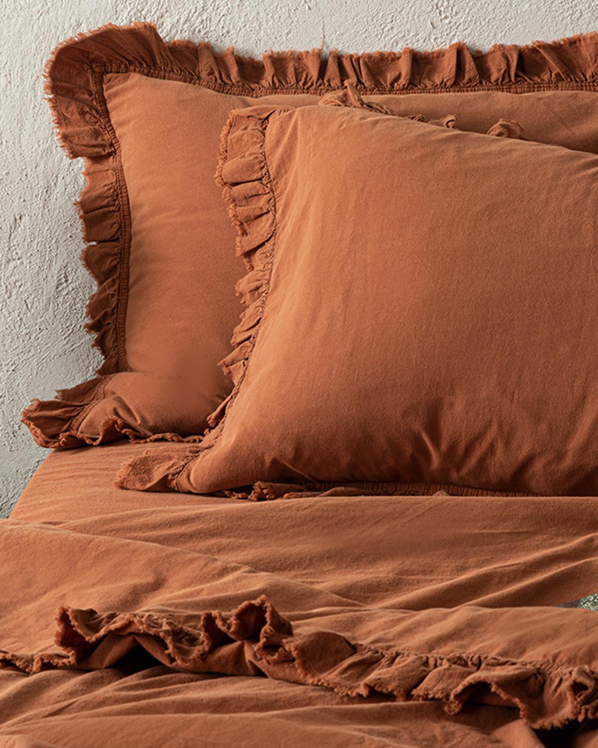 Sandy Pictură Antică Super King Set Lenjerie De Pat 260x220 cm Teracota
