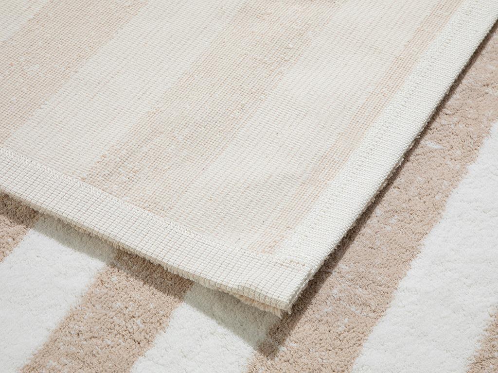 Bold Stripe Striped Cotton Bath Mat Set 60x90cm+50x60cm Ekru-Beige