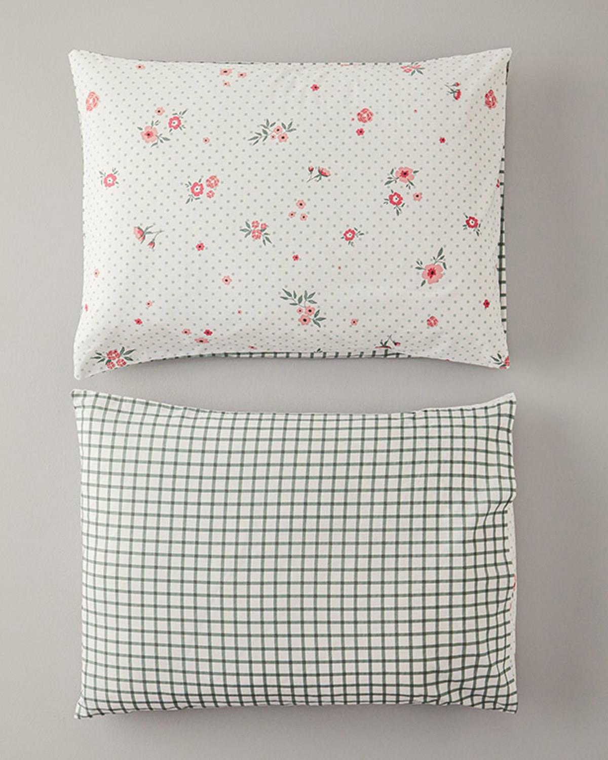 Set 2 fețe de pernă, Bloomy Dots, bumbac, 50x70 cm, roz