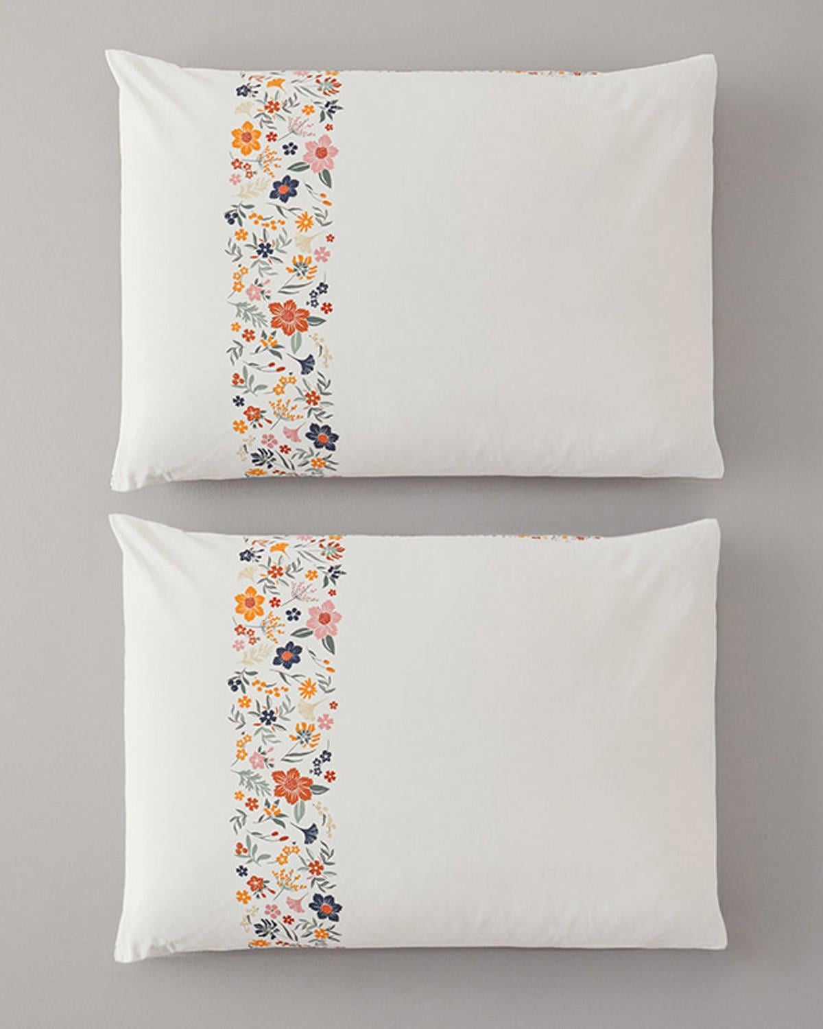 Set 2 fețe de pernă, Bloomy Lines, bumbac, 50x70 cm, galben