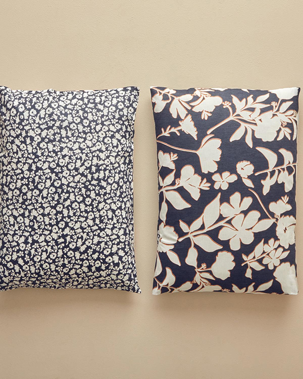 Set 2 fețe de pernă, Grandiflora, bumbac-viscoză, 50x70 cm, antracit- terracotta