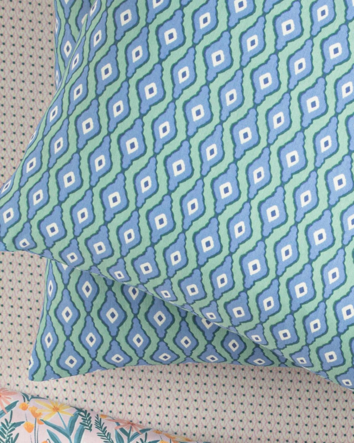 Set 2 fețe de pernă, Quarto, bumbac-poliester, 50x70 cm, bleu