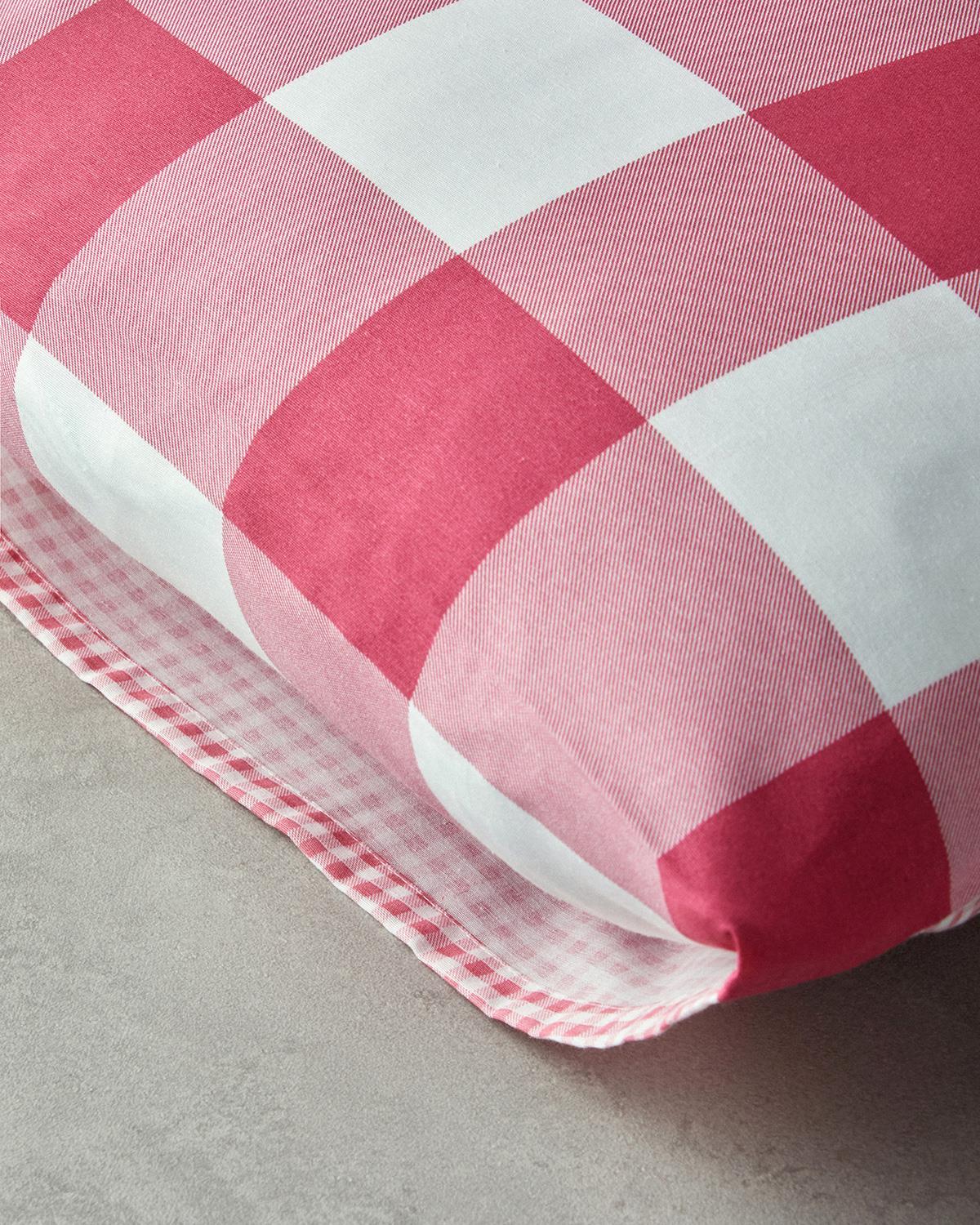 Set 2 fete de perna, Gingham, bumbac-poliester, 50x70 cm, roz