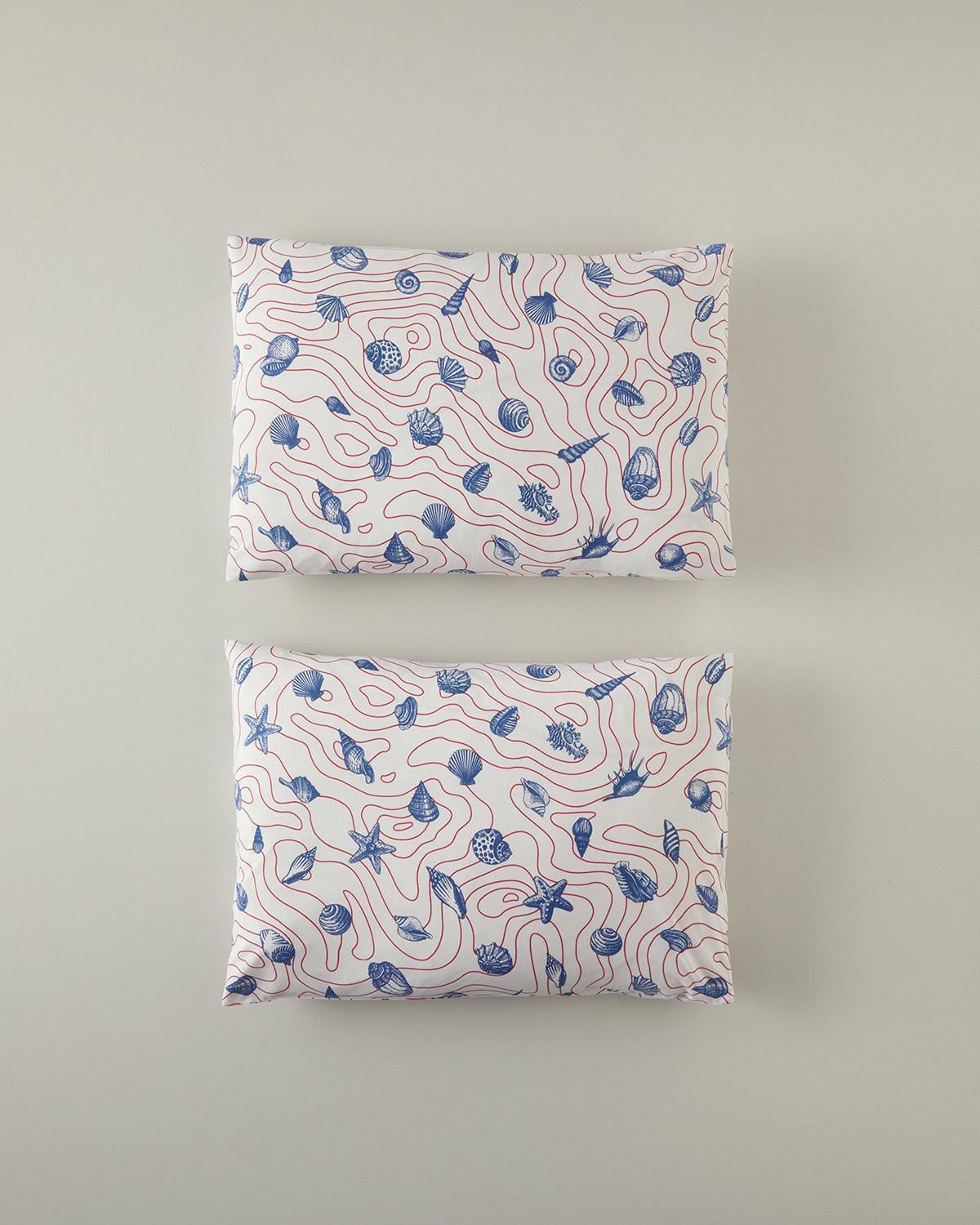 Set 2 fete de perna, Seashell Shmphony, bumbac-poliester, 50x70 cm, rosu-albastru