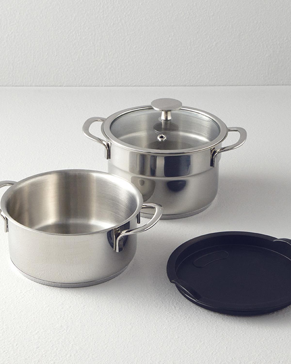 Set 2 oale cu capac, Terra, oțel inoxidabil, 14 cm