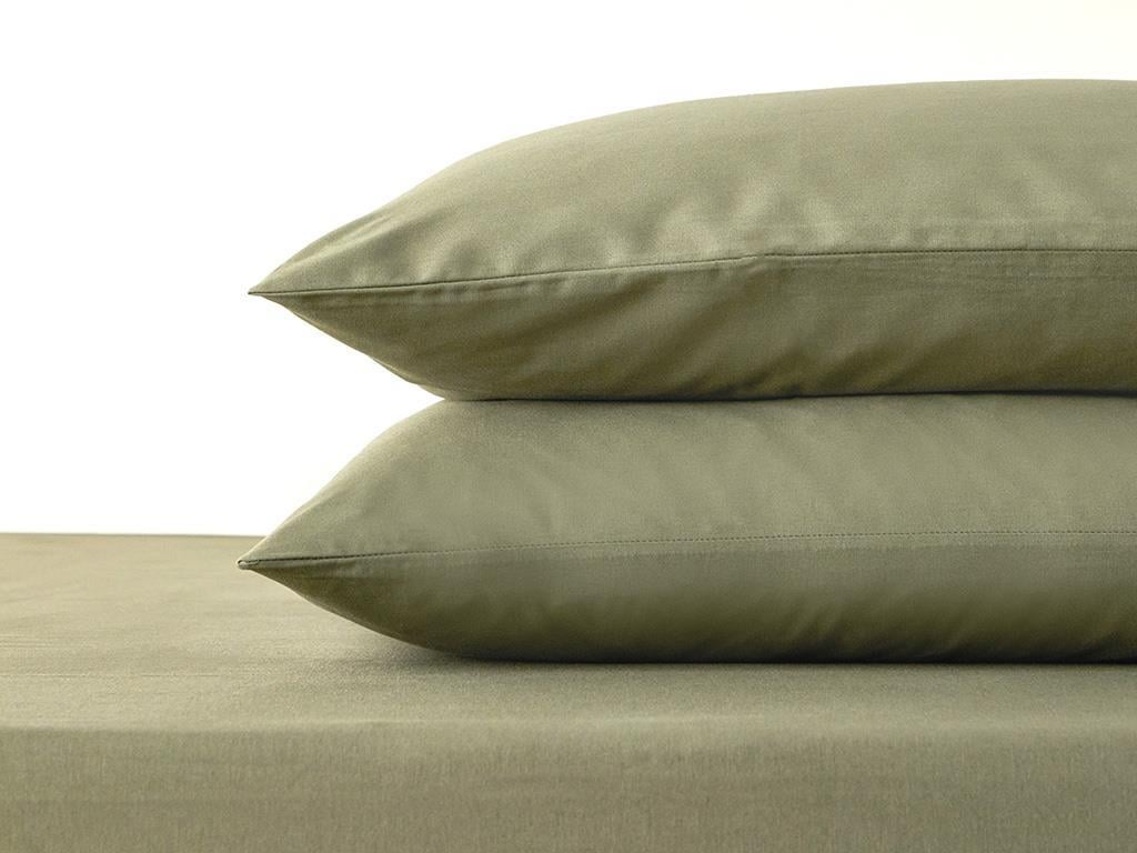 Set cearceaf elastic și fețe de pernă, King size, Plain, bumbac, 180x200 cm/ 50x70 cm, verde închis