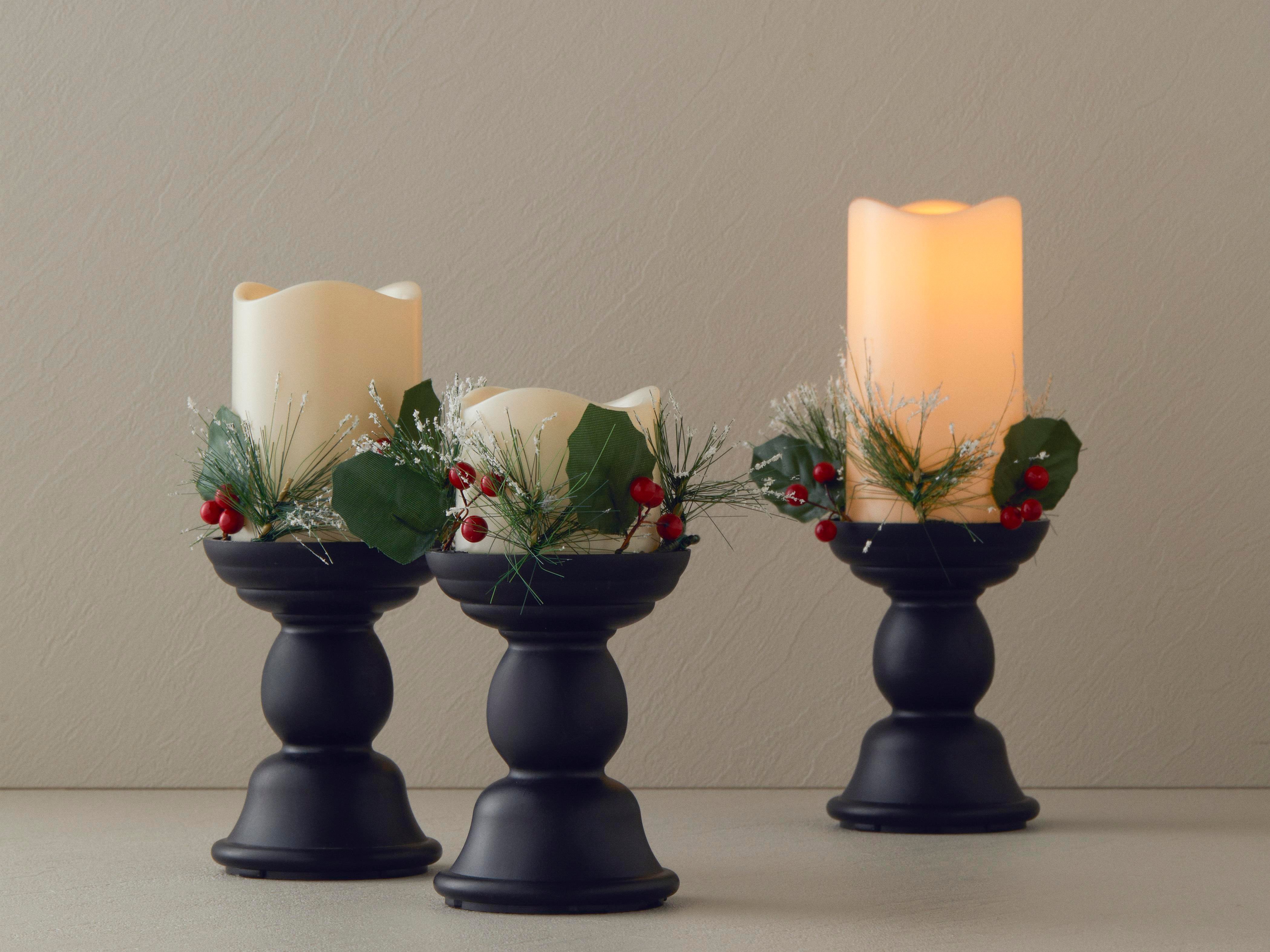 Candlestick With Led Decorative Lighting Black