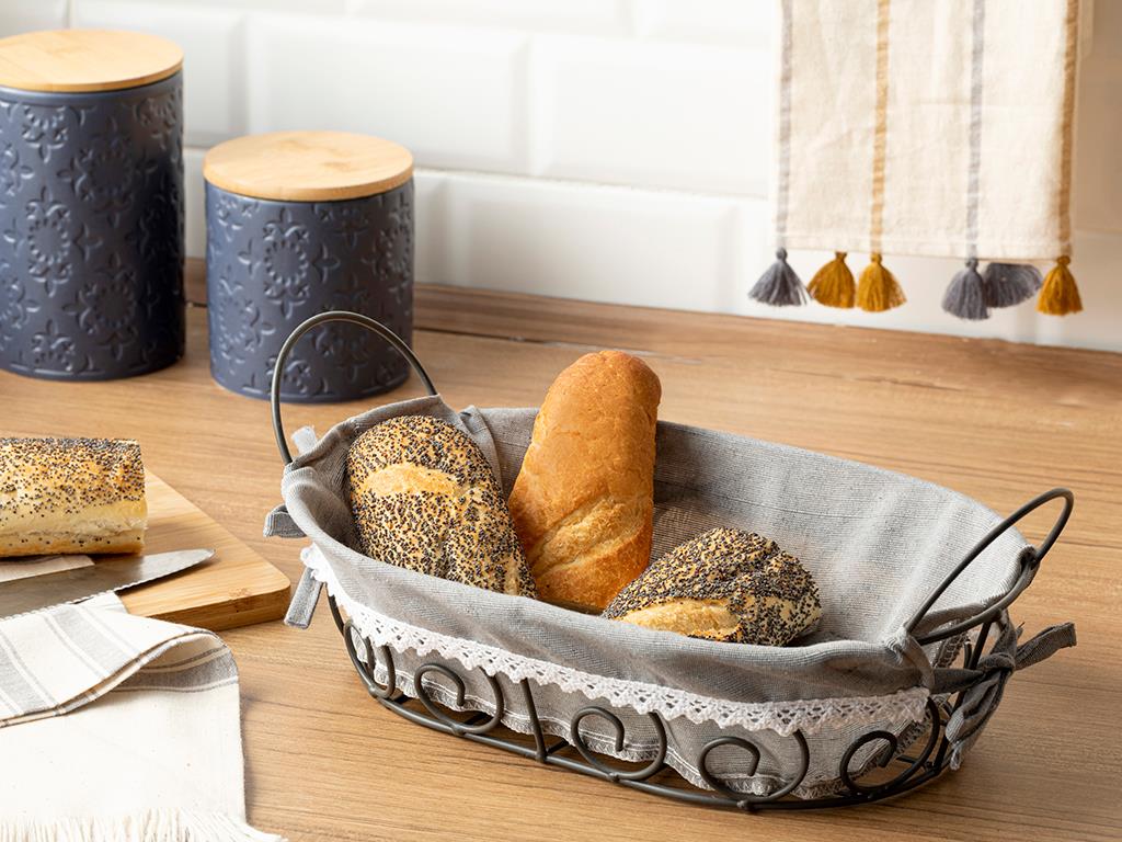 Sierra Metal Oval shaped Bread Basket 30x20x8 cm Gray