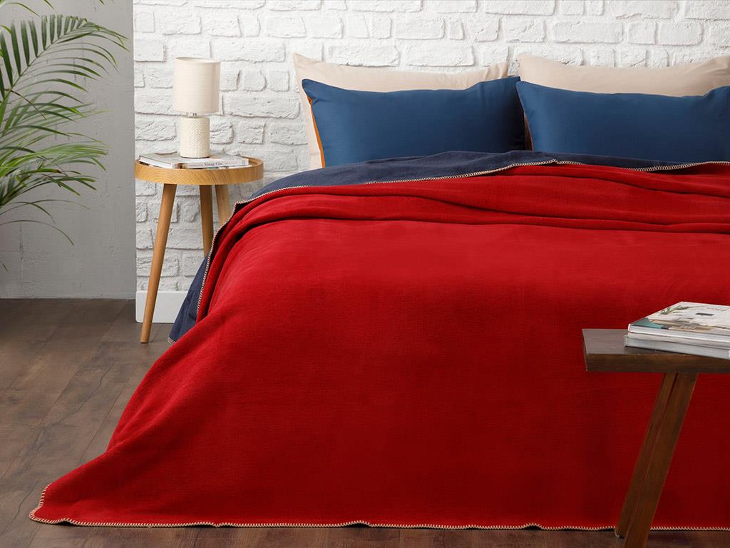 Softy  Drept Double Person  PĂTURĂ 200x220 cm Red-Navy Blue