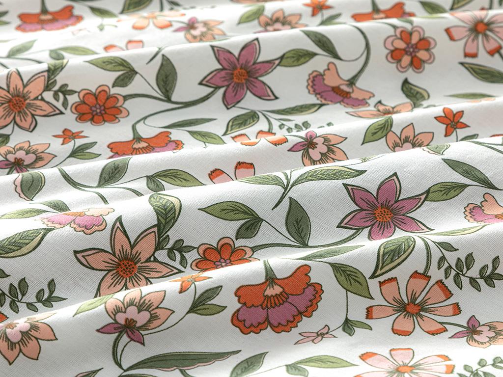 Spring Blossom Bumbac  King Size  SET LENJERIE DE PAT 240x220 cm Roz Deschis - Galben