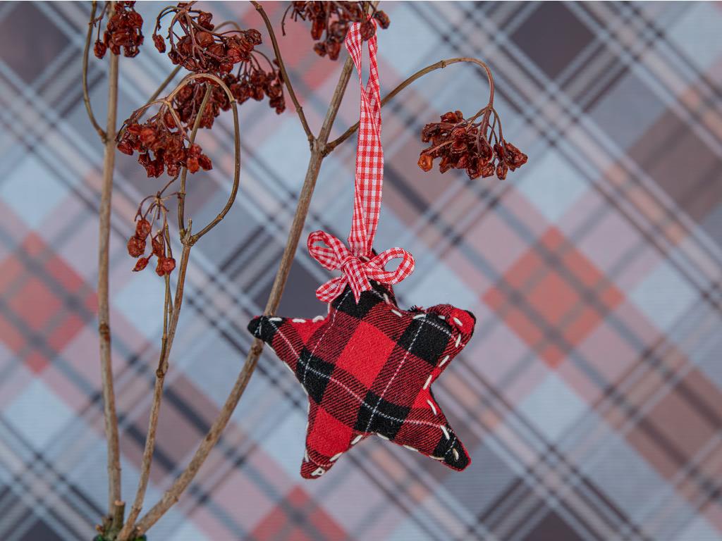 Star Ornament De Agățat 11x11x3 cm Roșu