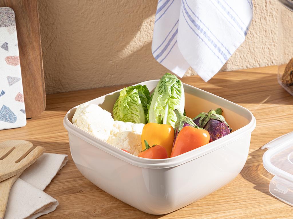 Stella Plastic Square Storage Box 2400 ml Dark Beige