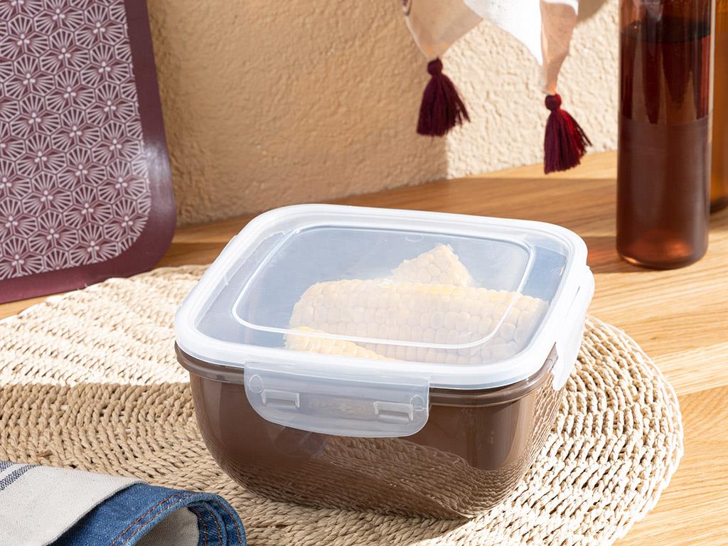 Stella Plastic Square Storage Box 1500 ml Brown