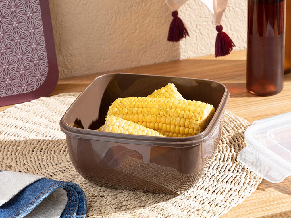Stella Plastic Square Storage Box 1500 ml Brown