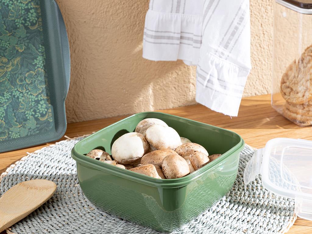 Stella Plastic Square Storage Box 1500 ml Green