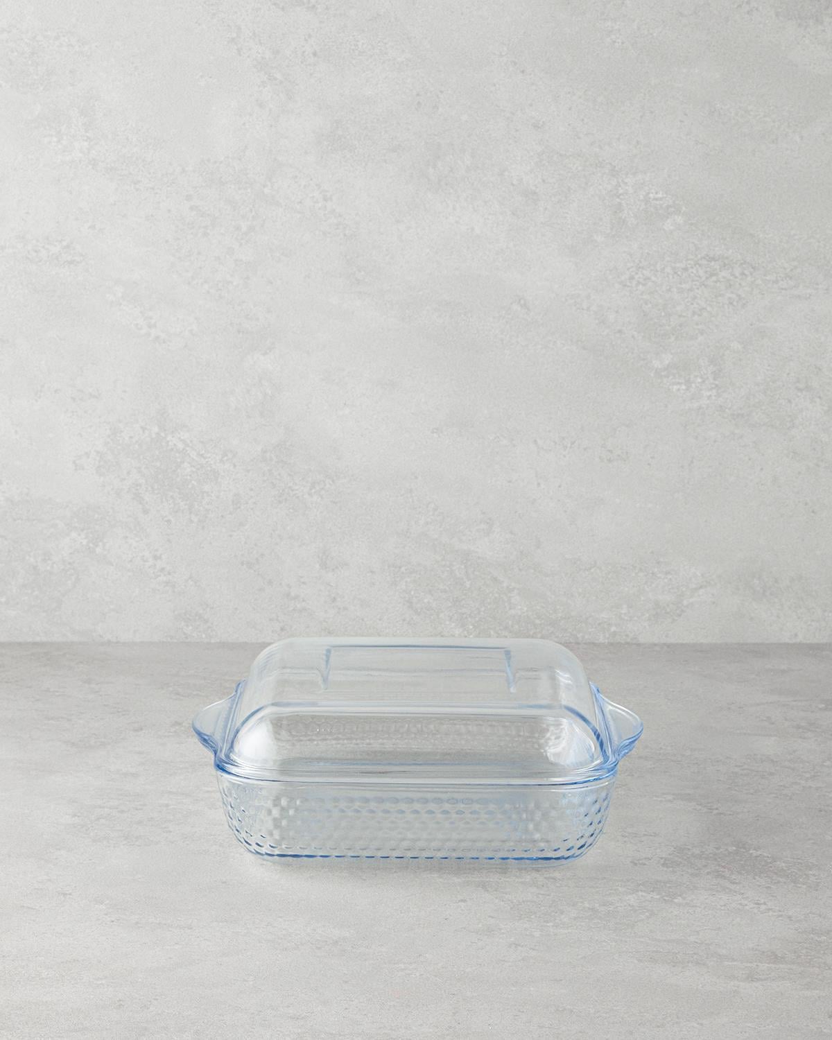 Sticlă Cu Capac Pătrat Recipient Pentru Cuptor 24x21.5 cm Transparent