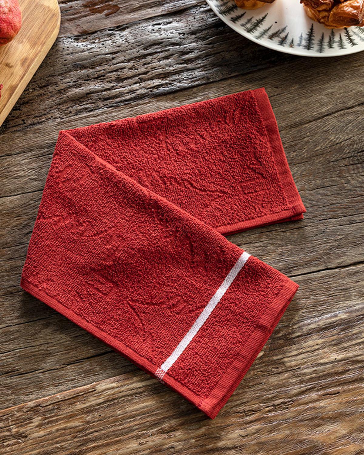 Strip Cotton Drying Cloth 30x50 cm Red