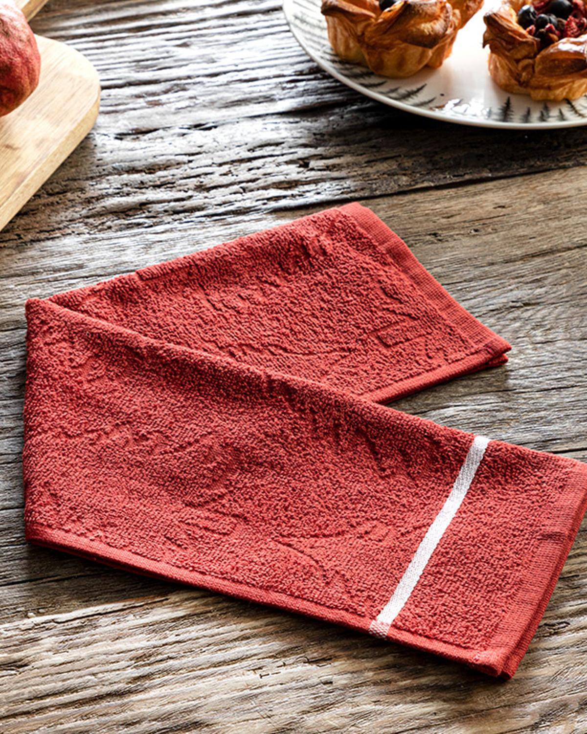 Strip Cotton Drying Cloth 30x50 cm Red