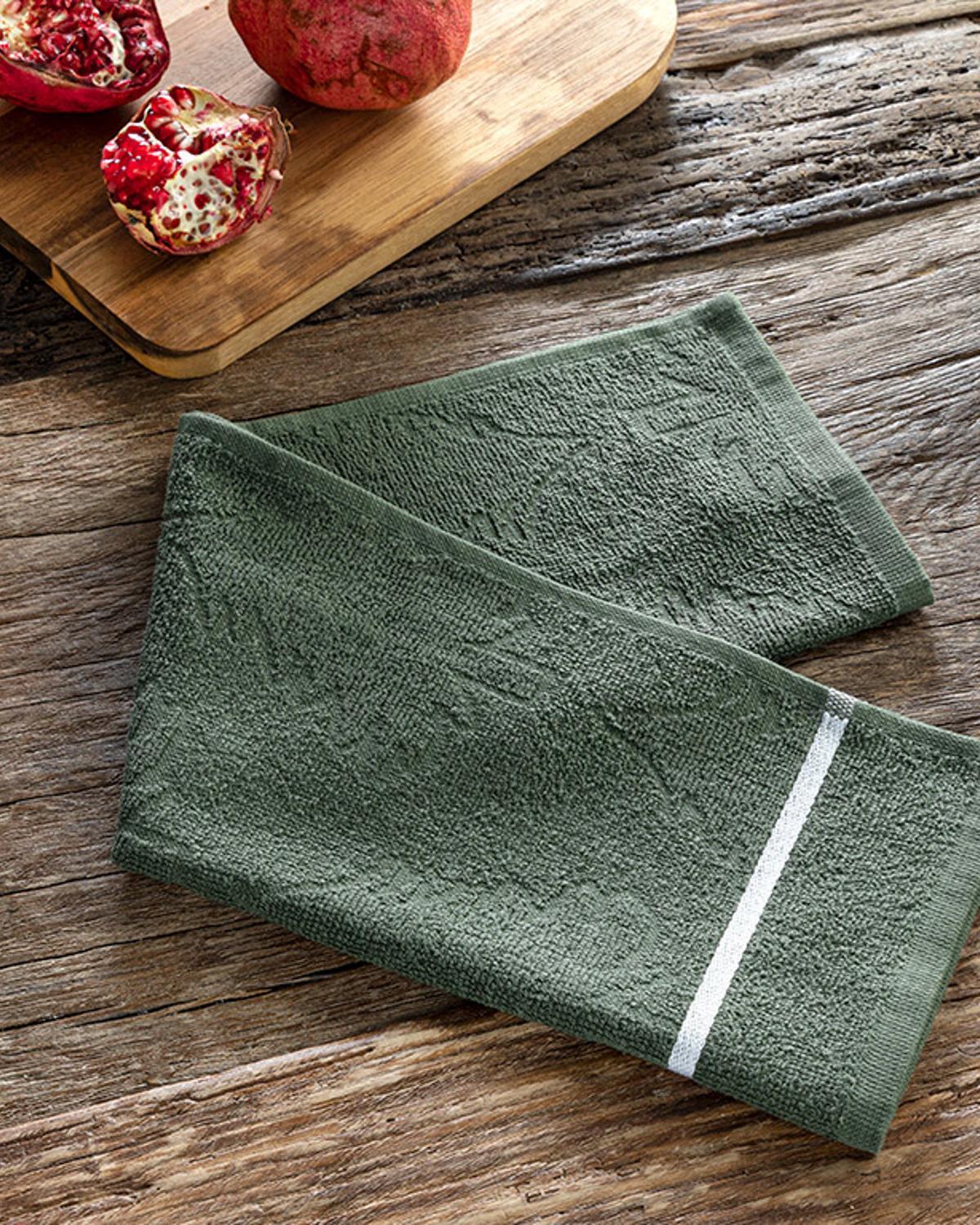 Strip Cotton Drying Cloth 30x50 cm Green
