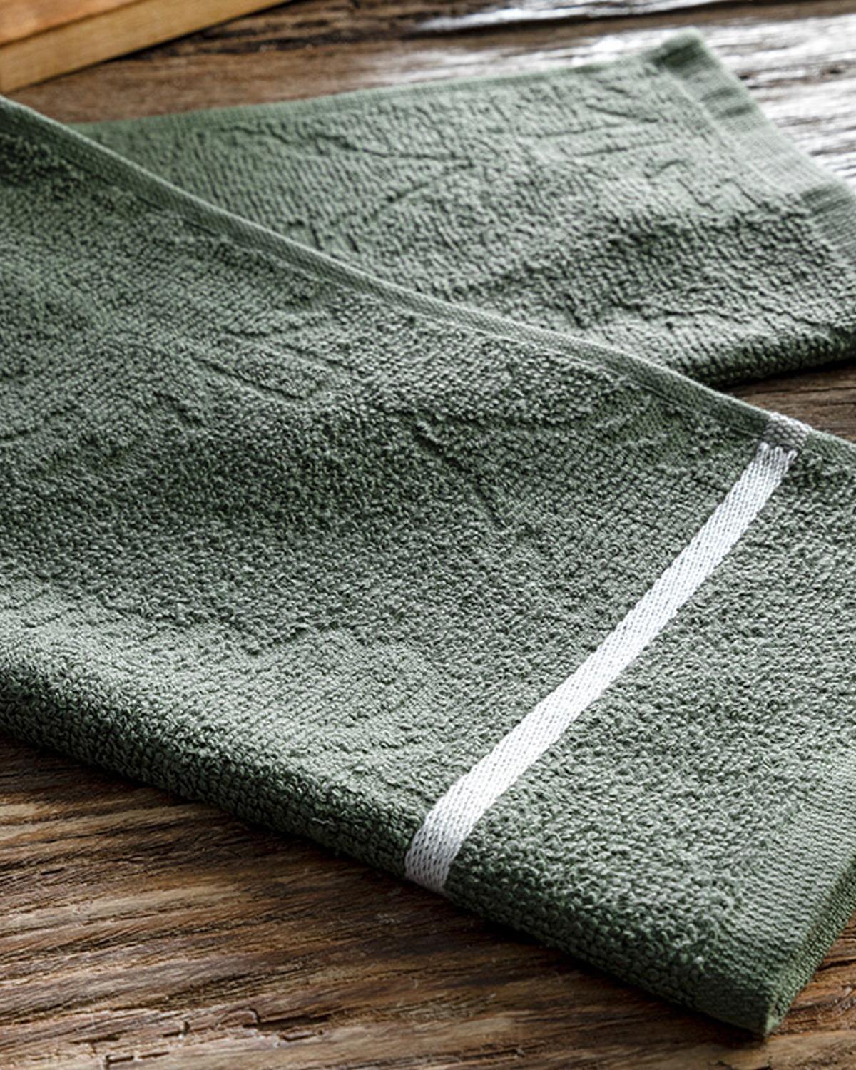 Strip Cotton Drying Cloth 30x50 cm Green
