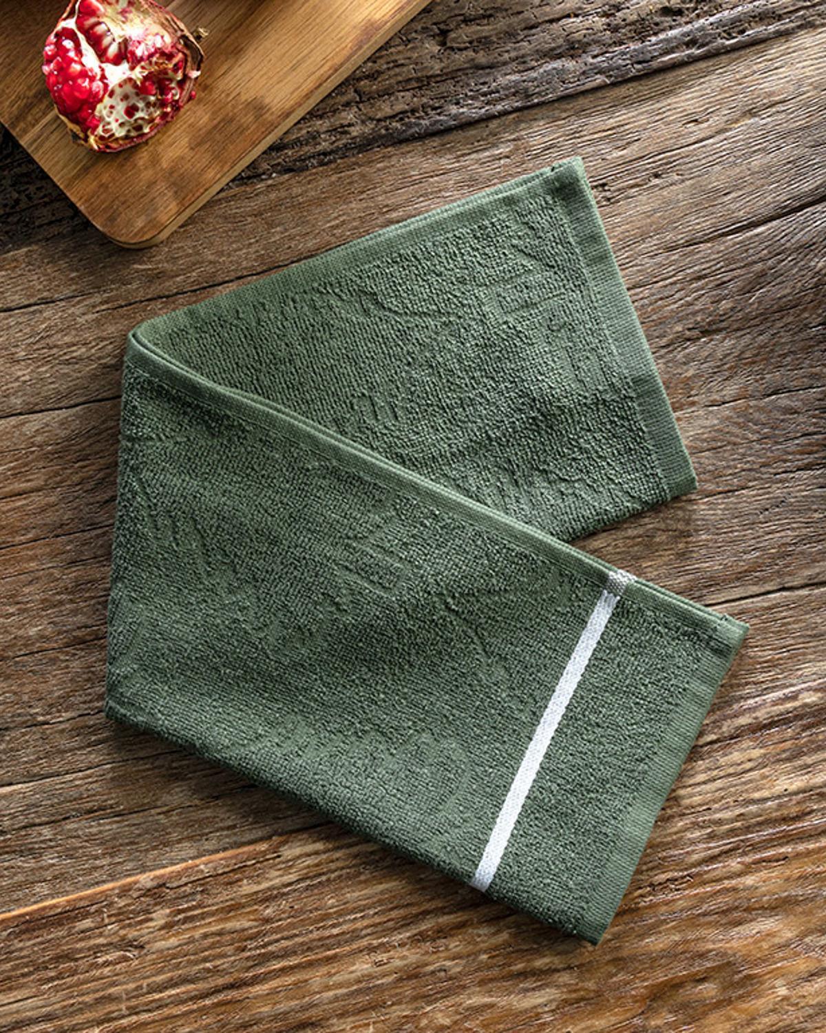 Strip Cotton Drying Cloth 30x50 cm Green
