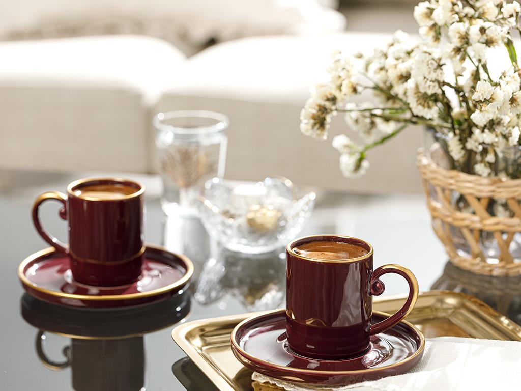 Stripes Porțelan 4 Piese 2 Persoane Set De Cești De Cafea 85 ml mov