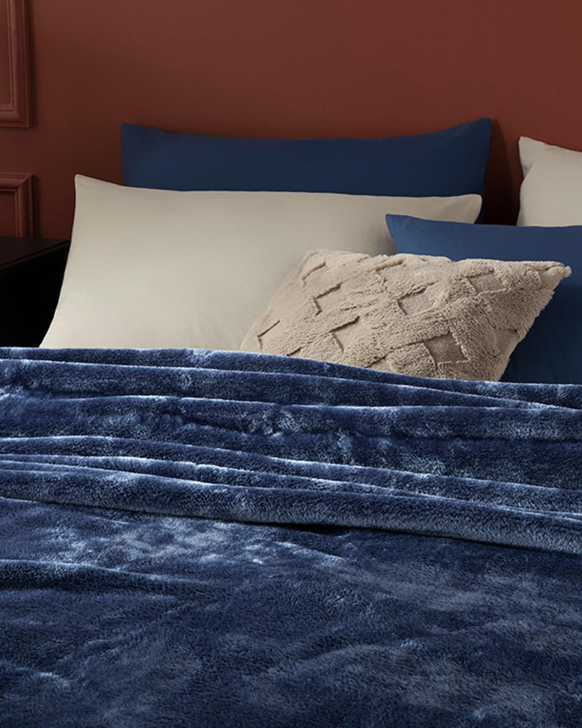 Super Soft Dublu Pătură 200*220 Cm albastru inchis