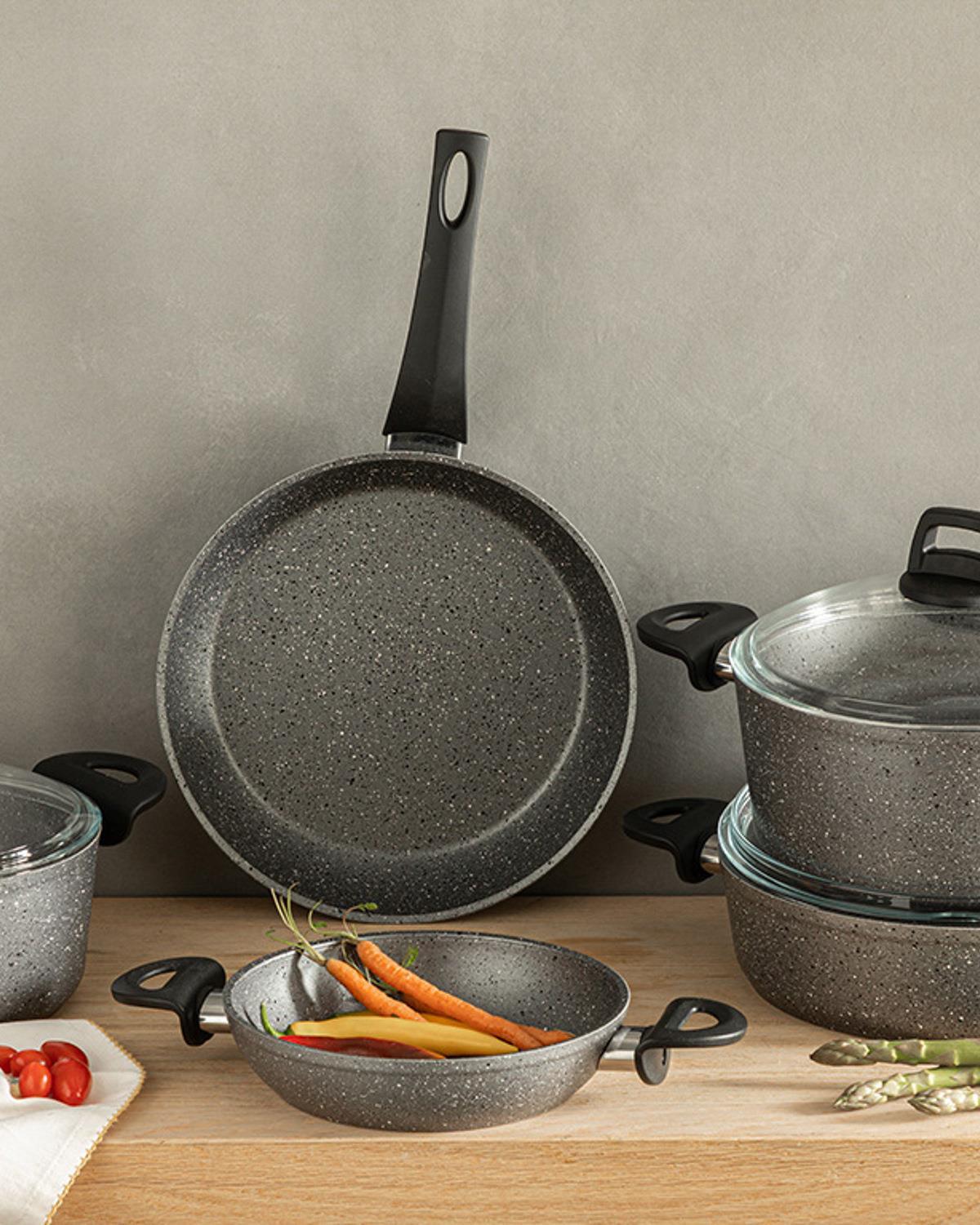 Super Tigaie Puțin Adâncă Antiaderent, Granit, 20 Cm, Albastru İnchis