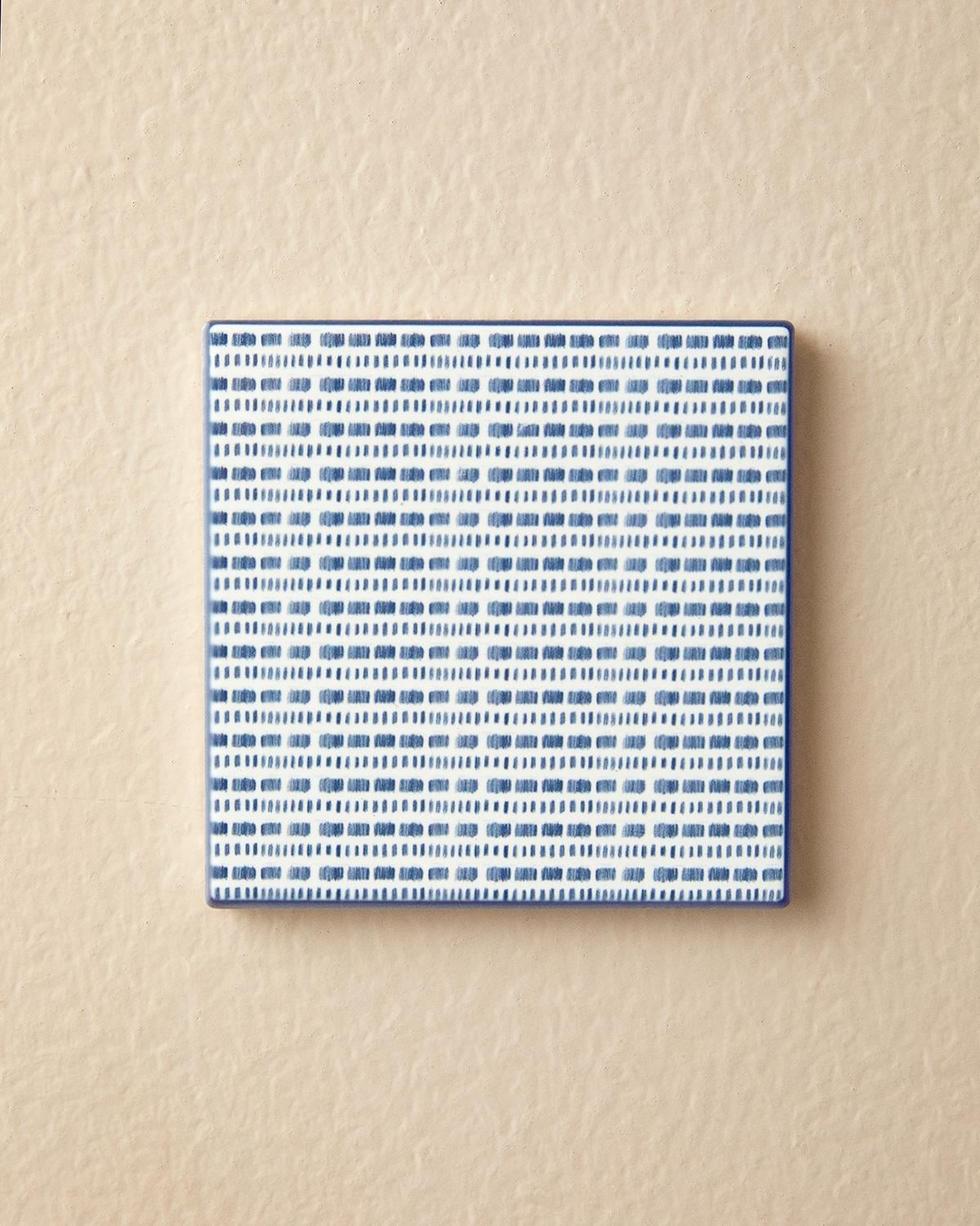 Suport de pahar, Blue Checked, ceramică, 10,8 cm, bleu