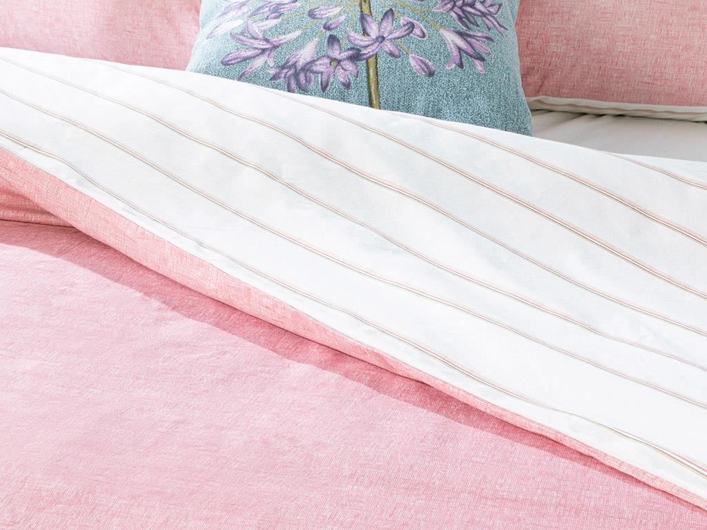 Textured Stripe Cottony  King Size  SET LENJERIE DE PAT 240x220 cm Pink