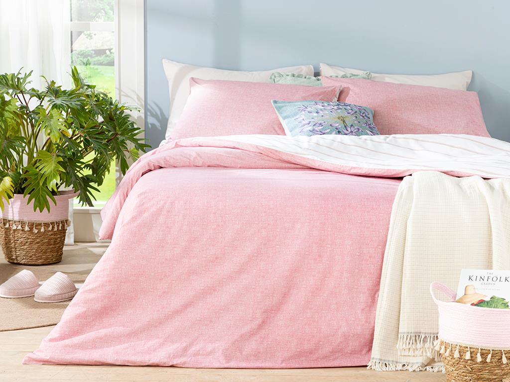 Textured Stripe Cottony  King Size  SET LENJERIE DE PAT 240x220 cm Pink