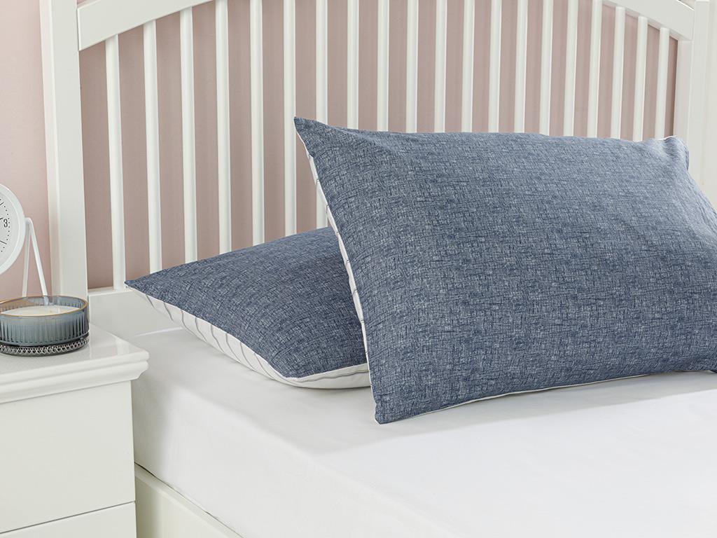 Textured Stripe Cottony Set 2  FAȚĂ DE PERNĂ 50x70 cm Dark Blue