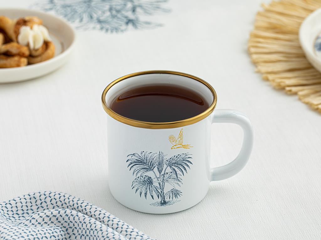Toile Bird Enamel Cup 350 ML Dark Blue - White
