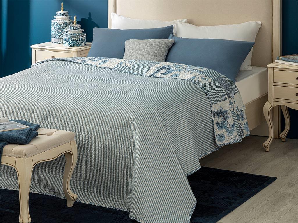 Toile Dublu Cuvertură Multifuncțională 200*220 Cm Albastru