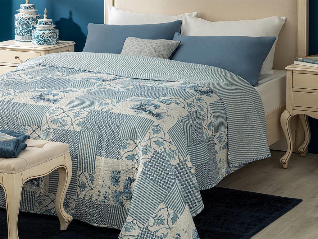 Toile Dublu Cuvertură Multifuncțională 200*220 Cm Albastru