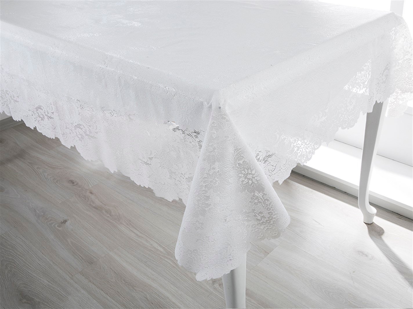 Trandafir mare Guipure  137x182 cm Alb