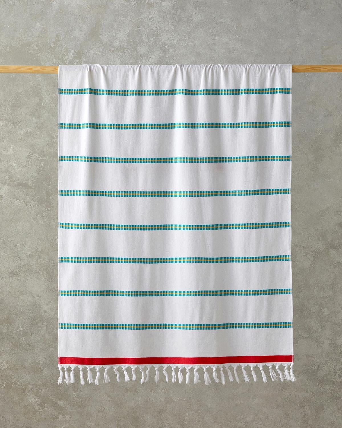 Trim Stripe Cu Bumbac Dungat Prosop De Plajă 90x150 cm Ecru