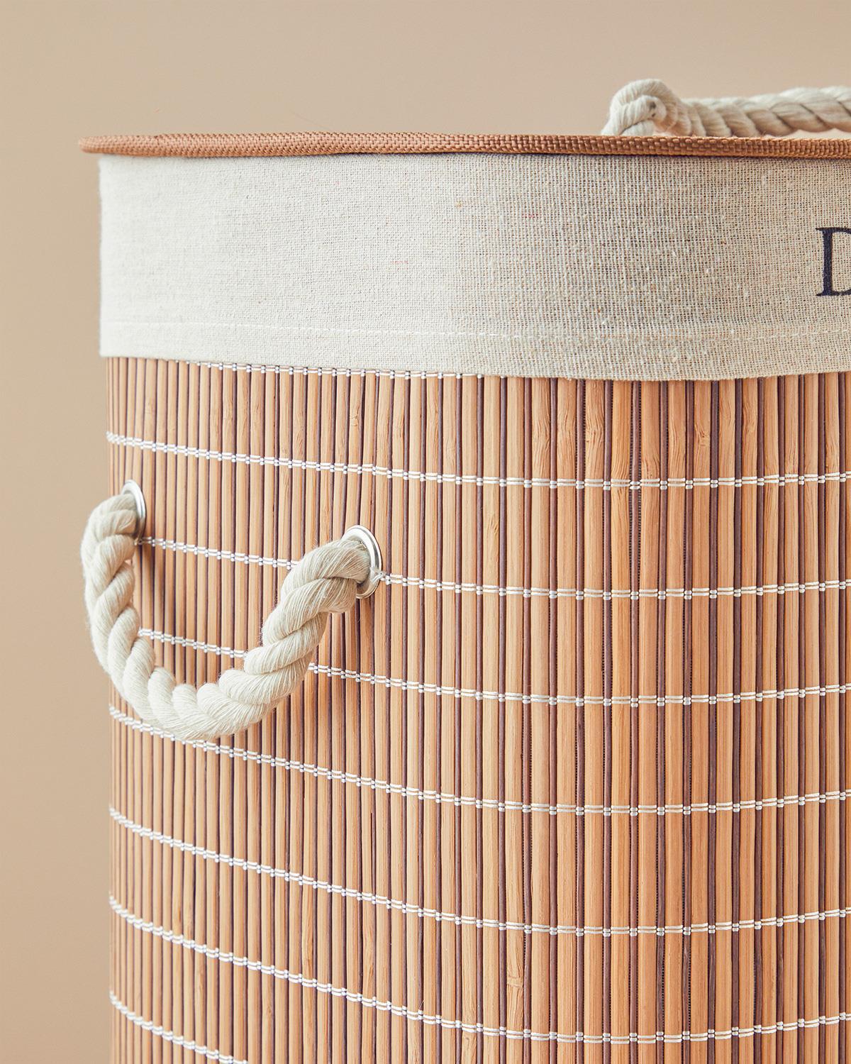 Urbann Bamboo Foldable Two-Compartment Laundry Basket 40x30x60 cm Brown