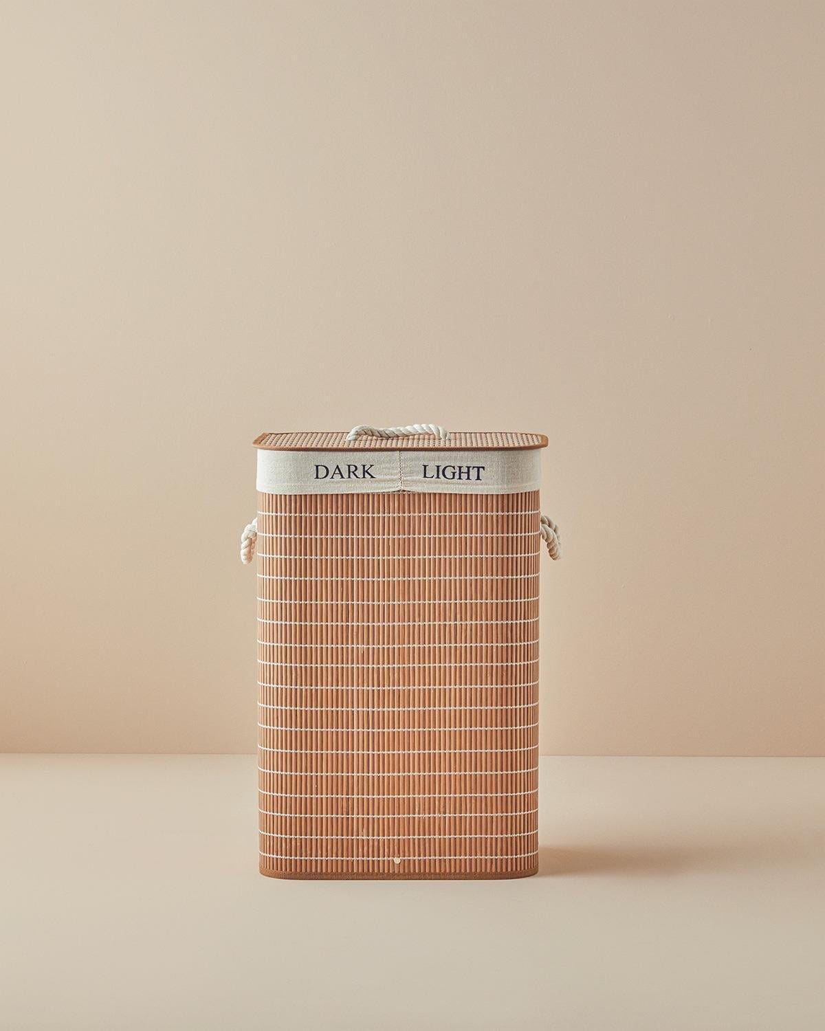 Urbann Bamboo Foldable Two-Compartment Laundry Basket 40x30x60 cm Brown