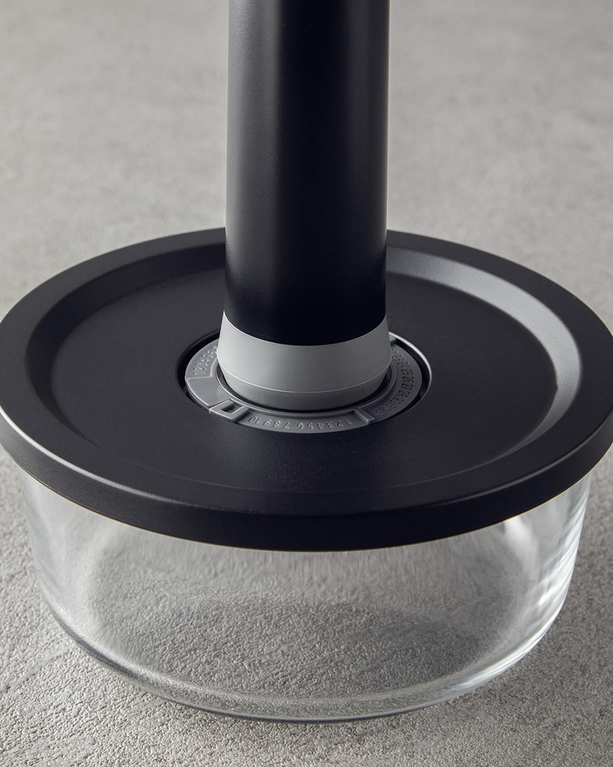 Vacuum Pro Lock Sticlă Aparat De Vidare Cu 7 Piese Recipient Depozitare 820 + 1550 + 2700 ml Negru