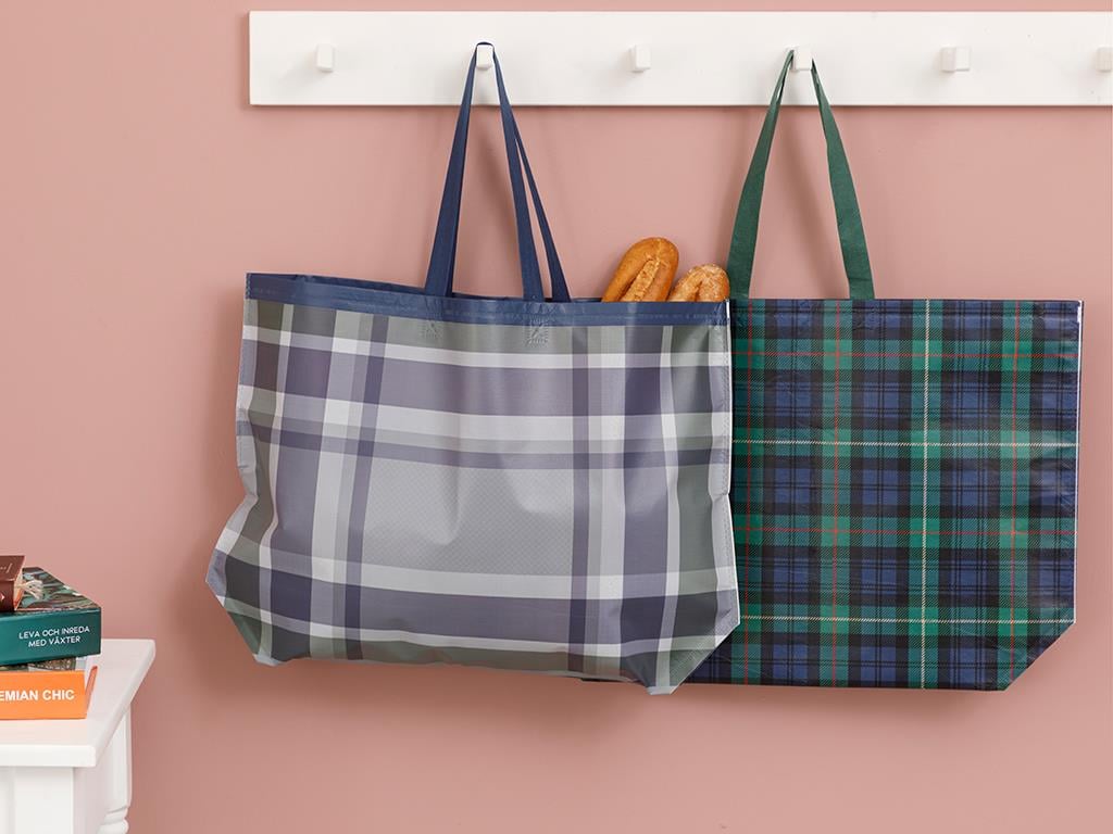 Checked Shopping Bag 54,5x38 cm Purple