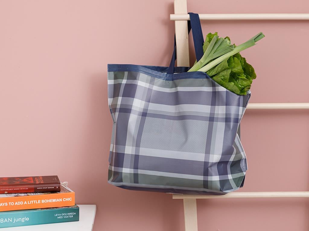 Checked Shopping Bag 54,5x38 cm Purple